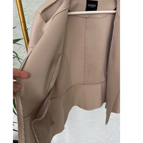 Guess Cream Tan Vegan Leather Biker Jacket – Size Medium w Flaws - Picture 11 of 14